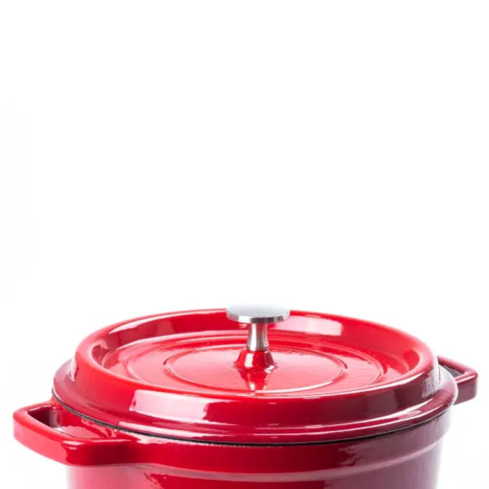 Каструля чавунна 3.5 л емальована Ø24 см з кришкою HP-1-1-RED