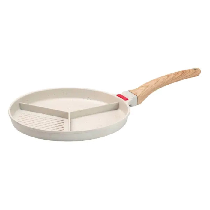 Сковорода гриль Ø 25 см на три секції з антипригарним покриттям кругла бежева HP39575W