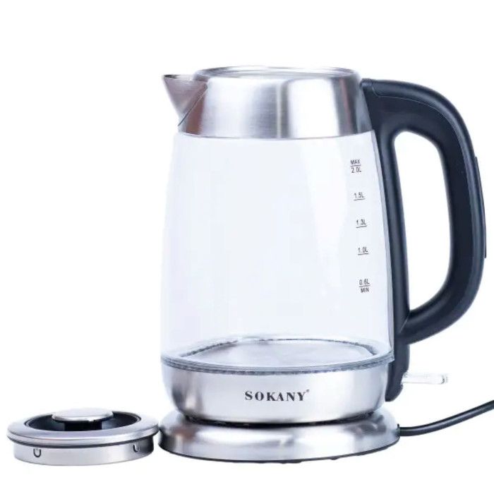 Електрочайник Sokany Electric Kettle 2000W 2l прозорий чайник SKSH1069