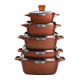 Набір з 5 алюмінієвих квадратних каструль з товстим дном MGC + лопатка, ополоник, рукавички та фартух HP-4-468