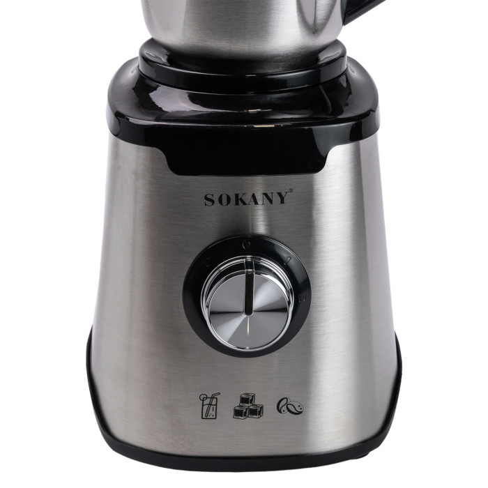 Блендер з чашею 1.5 літра для коктейлів та смузі портативний 2 режими швидкості з кавомолкою 1000 Вт Sokany SK-187