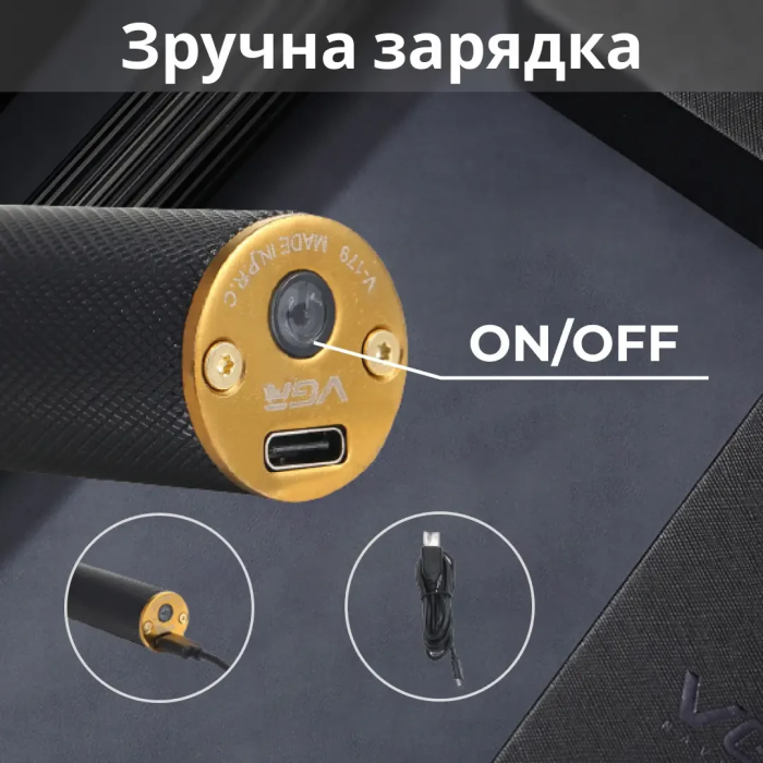 Тример для стрижки VGR акумуляторний з насадками чорний HP-V-179