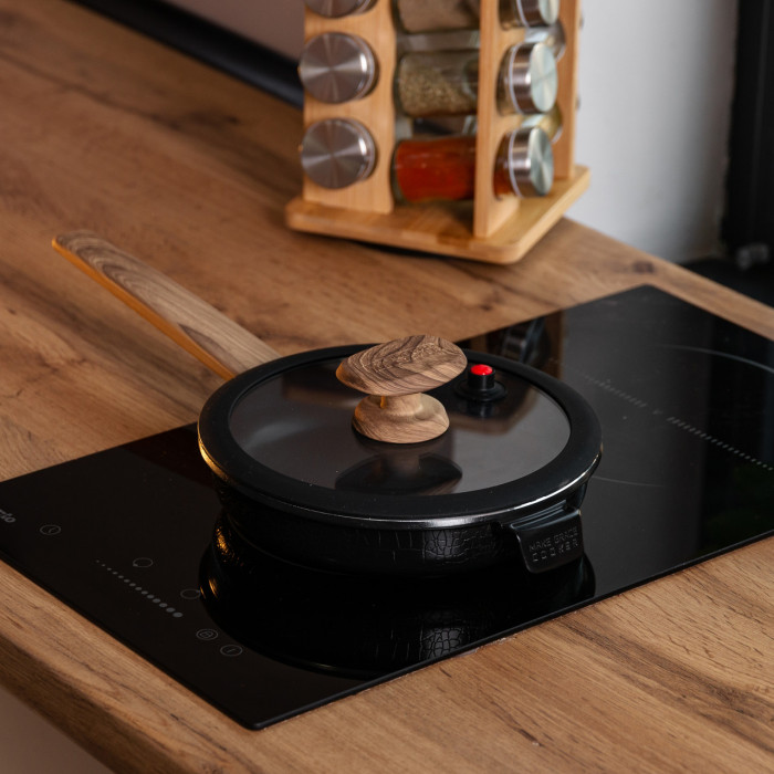 Алюмінієва сковорода 1 л з керамічним покриттям антипригарним Ø 20 см чорна MGC HP-4-456B