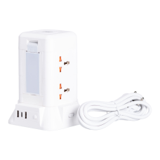 Мережевий фільтр подовжувач 2.8 м з лампою на 6 універсальних розеток з 2 USB, 1 Type-C, бездротова зарядка HP-5-1