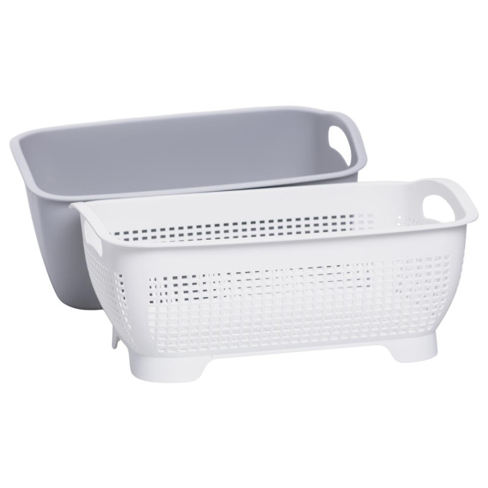 Кошик-друшлак 2 в 1 для миття овочів, фруктів і зелені 32×23×13  Сірий HP-45-5G