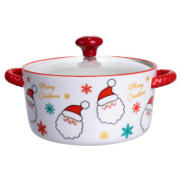 Супниця порцелянова Santa новорічна  800  з кришкою Yiwu FM-CS-9A