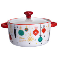 Супниця порцелянова Merry Christmas новорічна  800  з кришкою Yiwu FM-CS-9B
