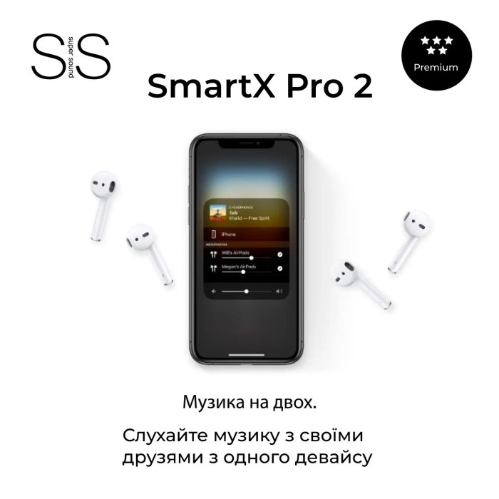 Навушники бездротові TWS SmartX Pro 2 Premium Bluetooth навушники з мікрофоном SAP2P