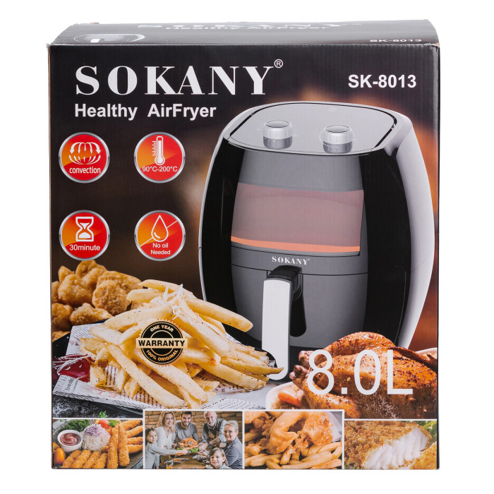 Аерофритюрниця Sokany на 8 літрів 1800 Вт чорна SK8013