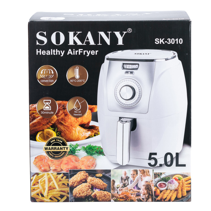 Аерофритюрниця Sokany на 5 літрів, 1500 Вт біла SK-3010