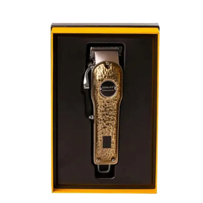 Машинка для стрижки Sokany акумуляторна з 4 насадками та USB золото SK-LF-9976